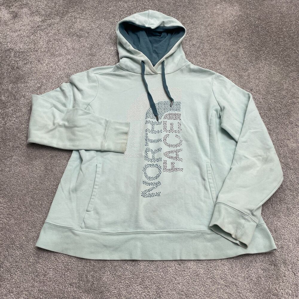The North Face Pullover Hoodie Sweatshirt Womens Large Green Graphic Outdoor